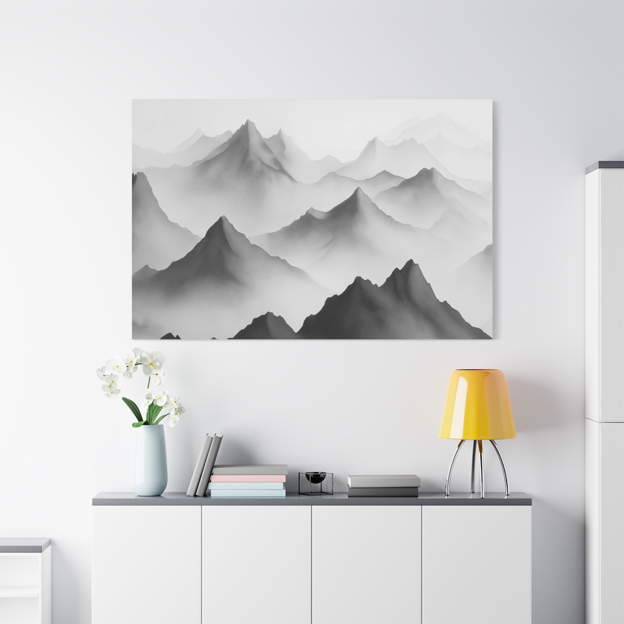 Black and White Mountain Canvas Print