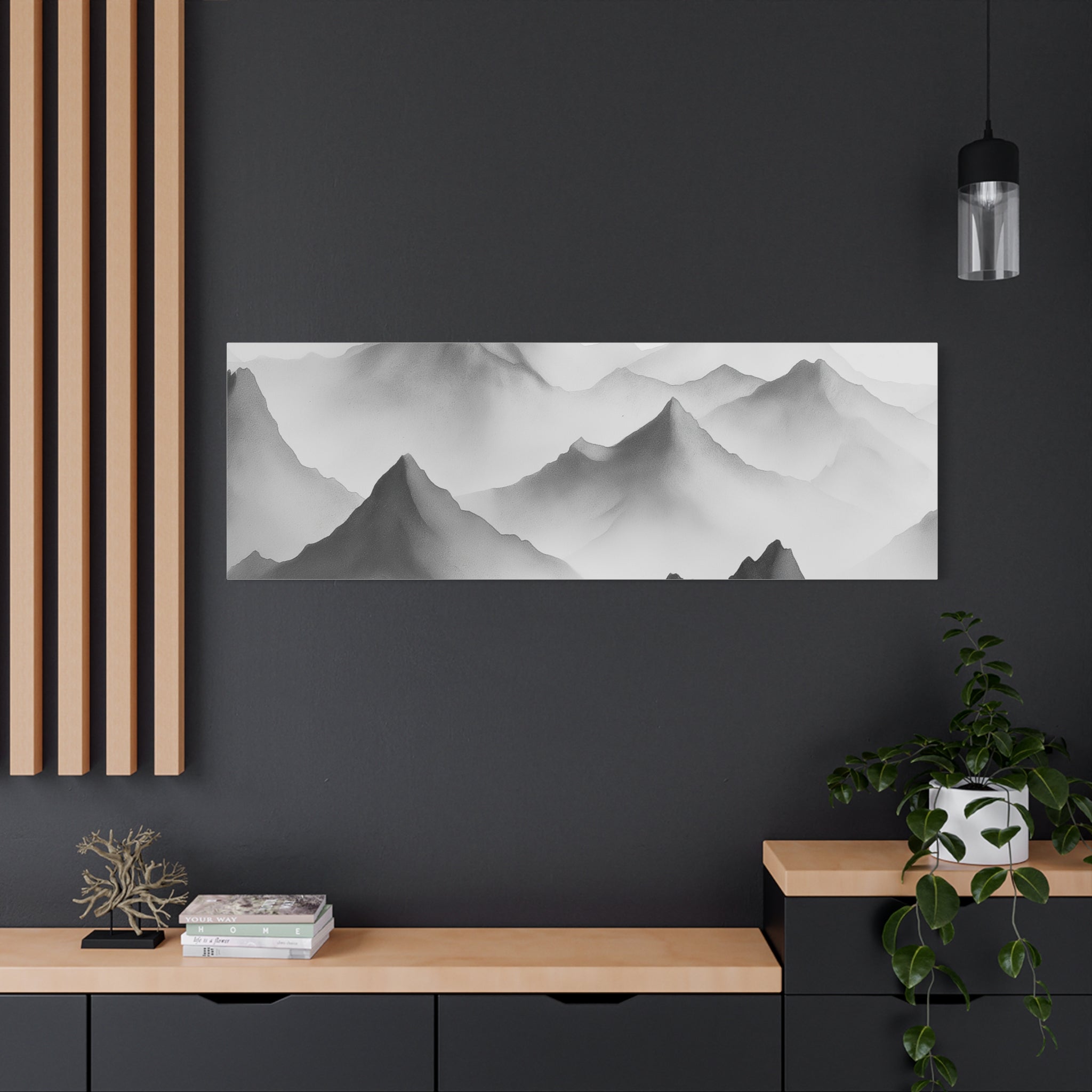 Black and White Mountain Canvas Print