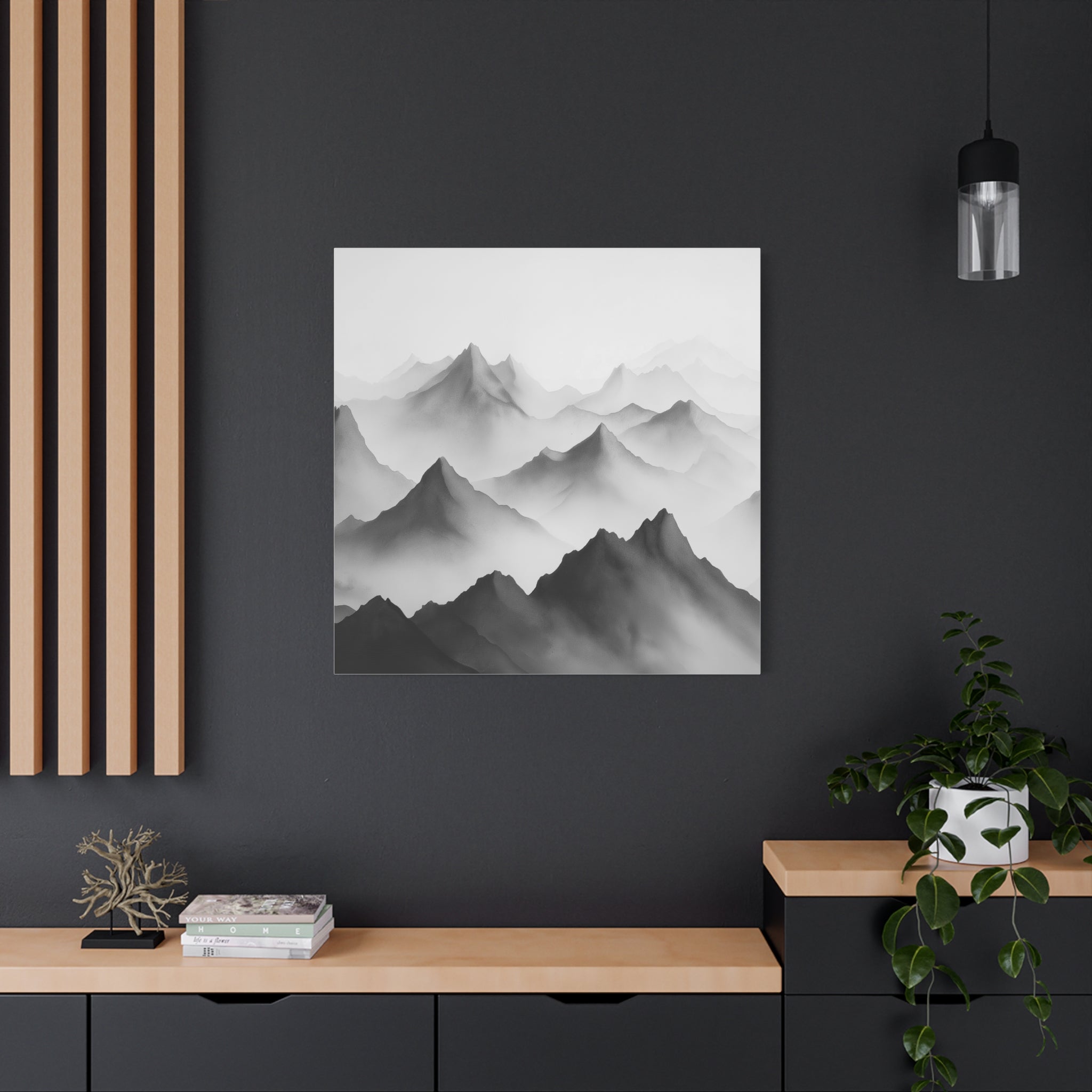 Black and White Mountain Canvas Print
