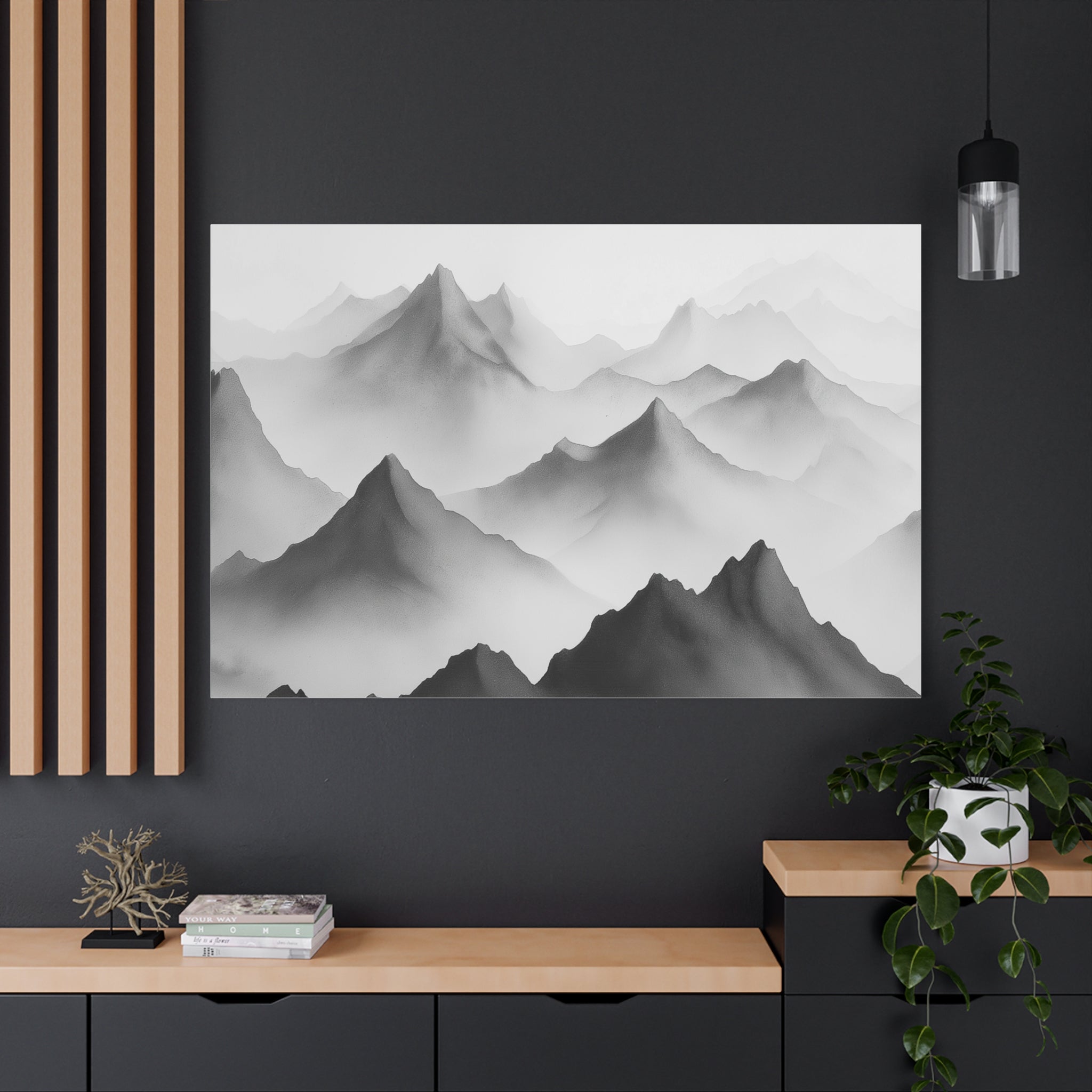 Black and White Mountain Canvas Print