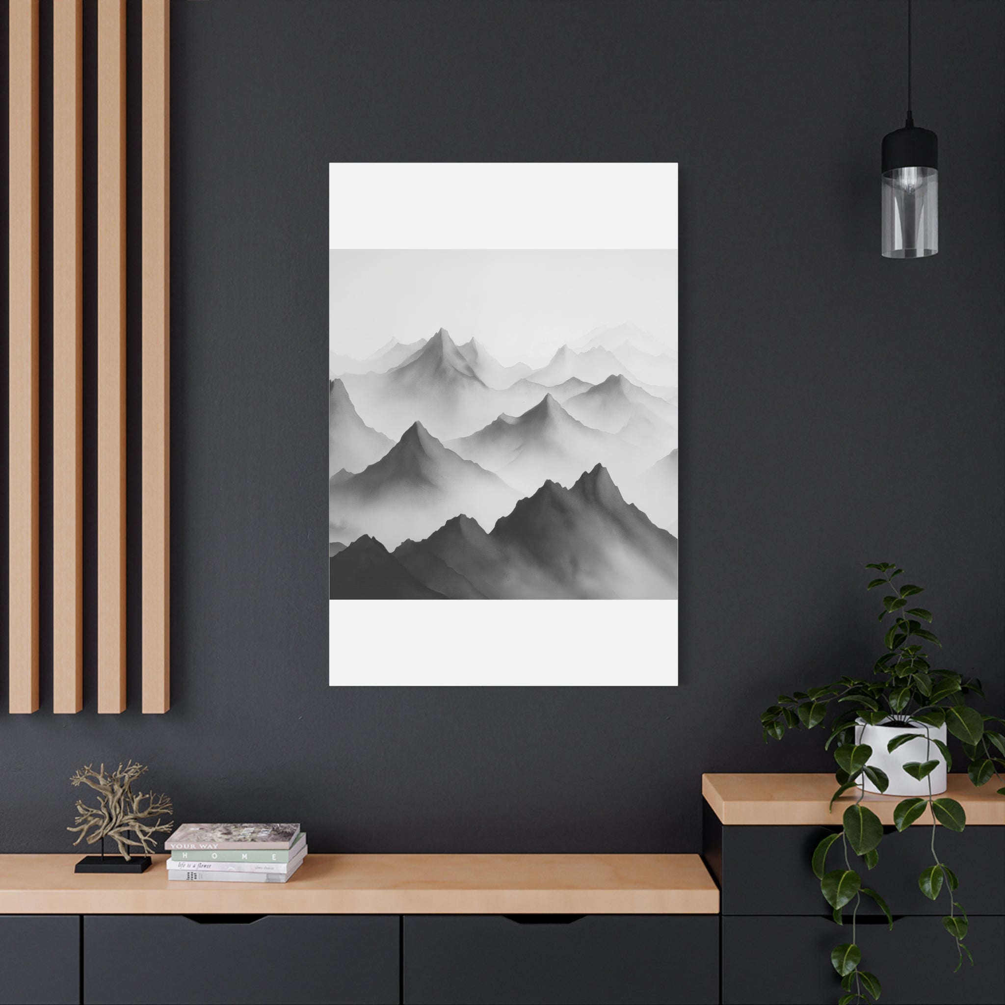 Black and White Mountain Canvas Print