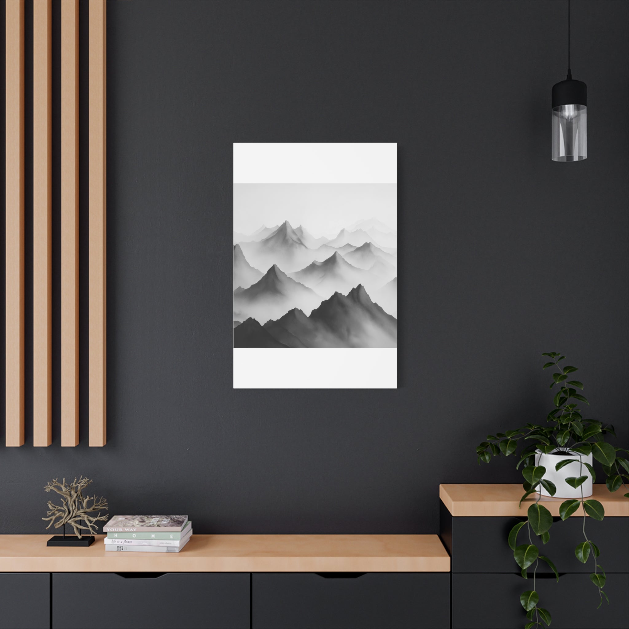 Black and White Mountain Canvas Print