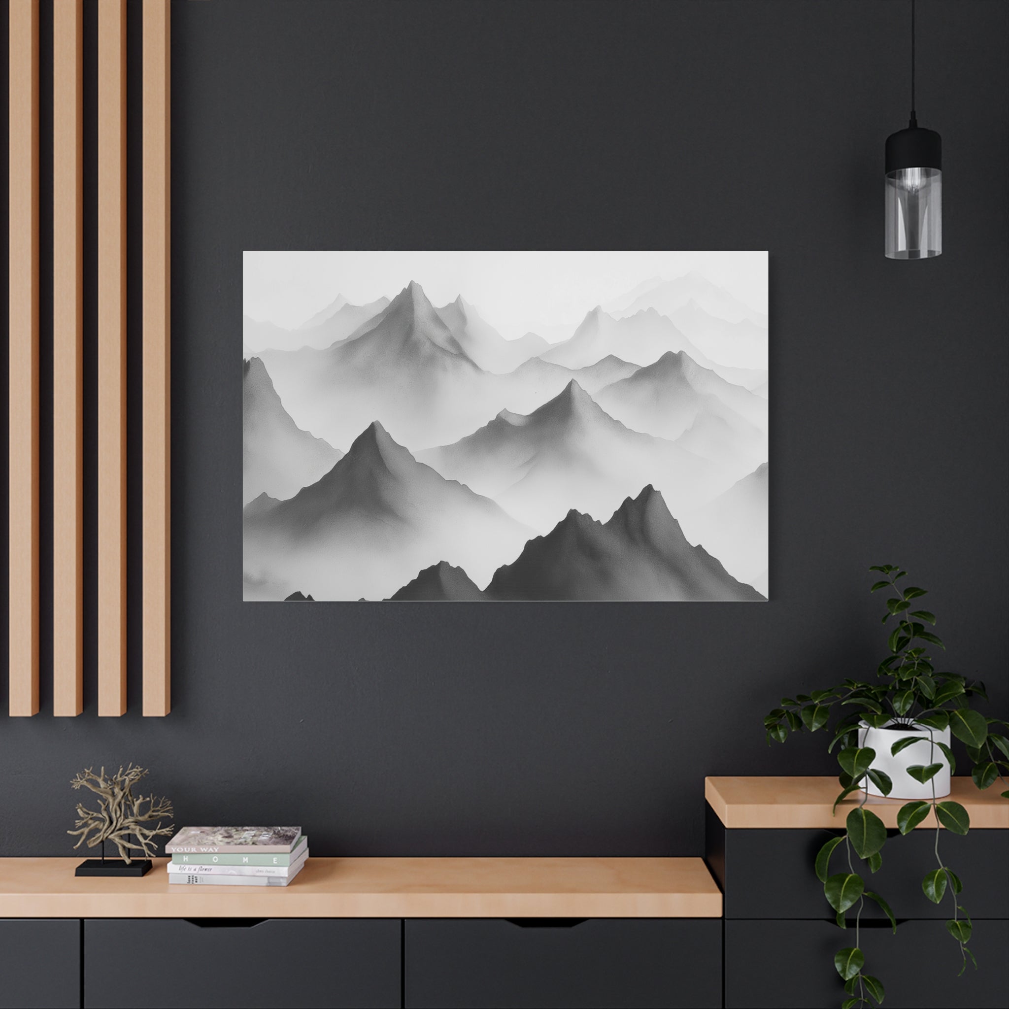 Black and White Mountain Canvas Print