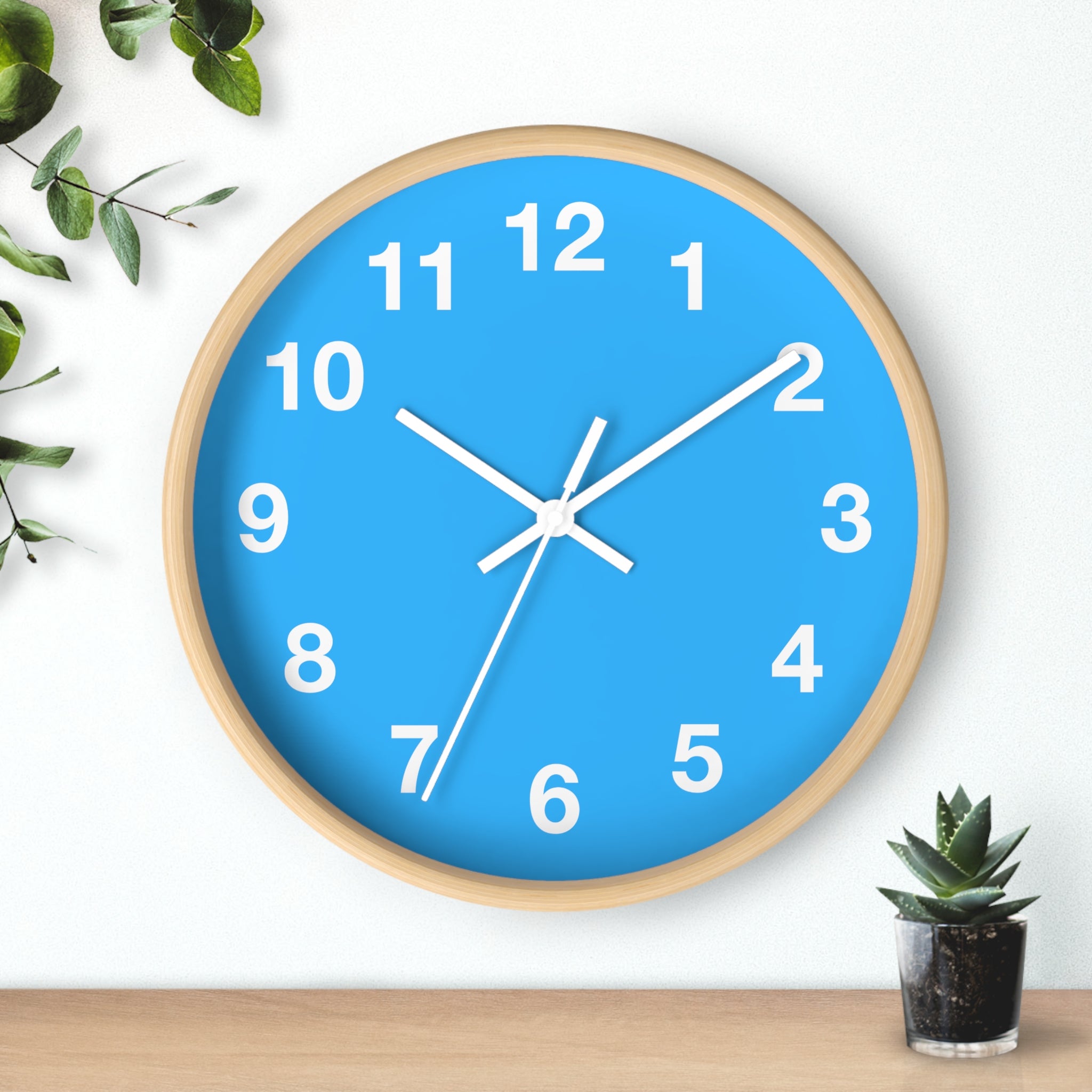 Bright Blue Modern Wall Clock