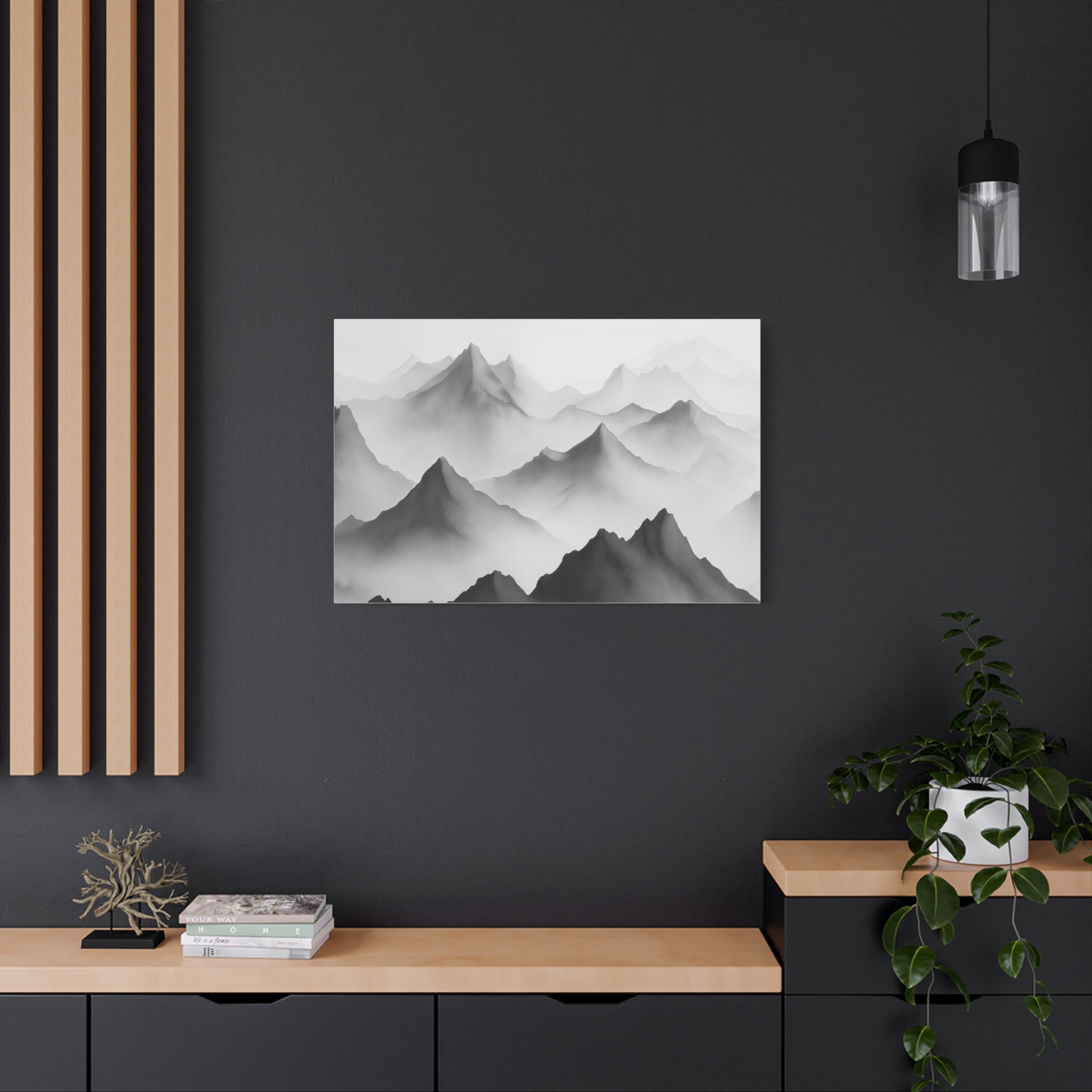 Black and White Mountain Canvas Print