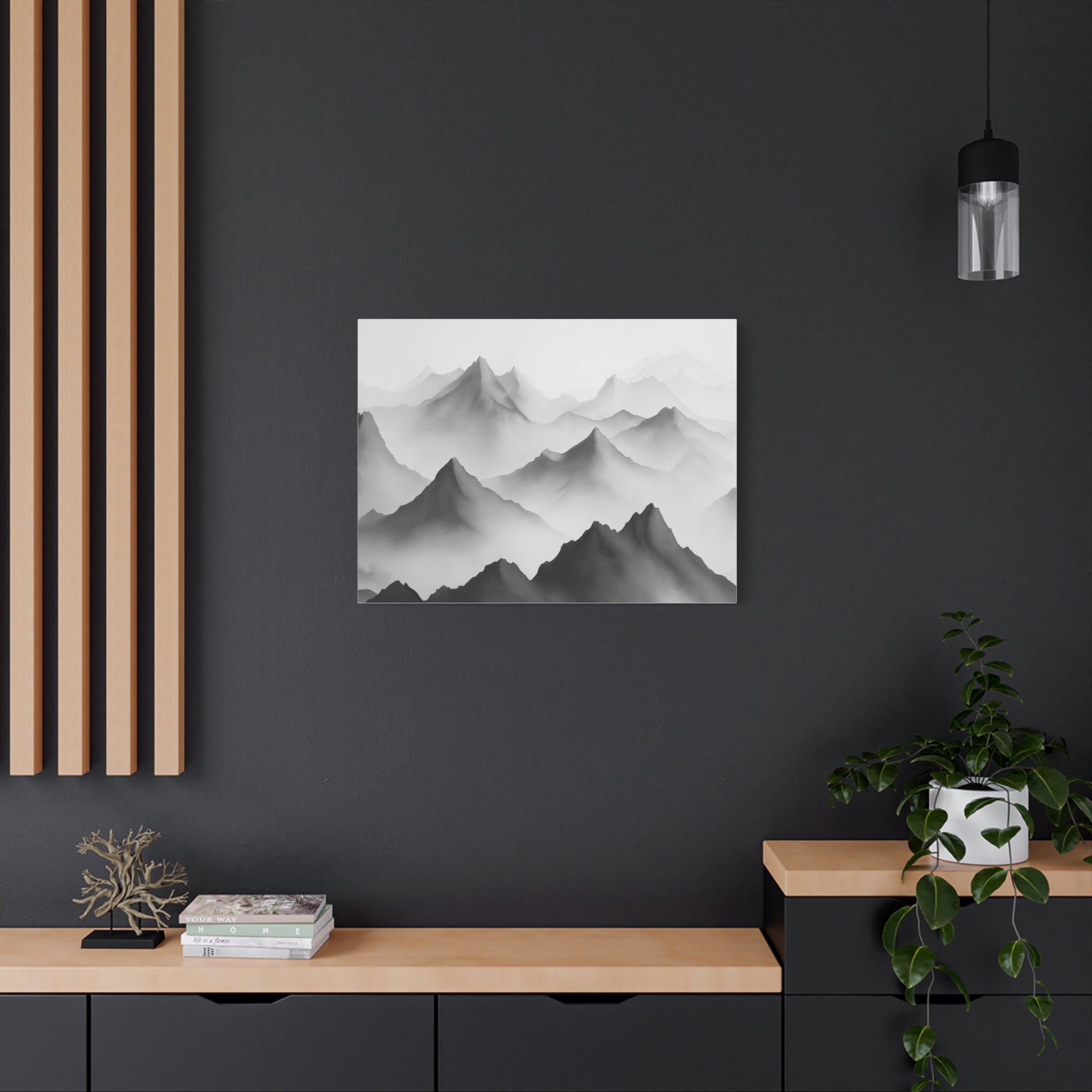 Black and White Mountain Canvas Print