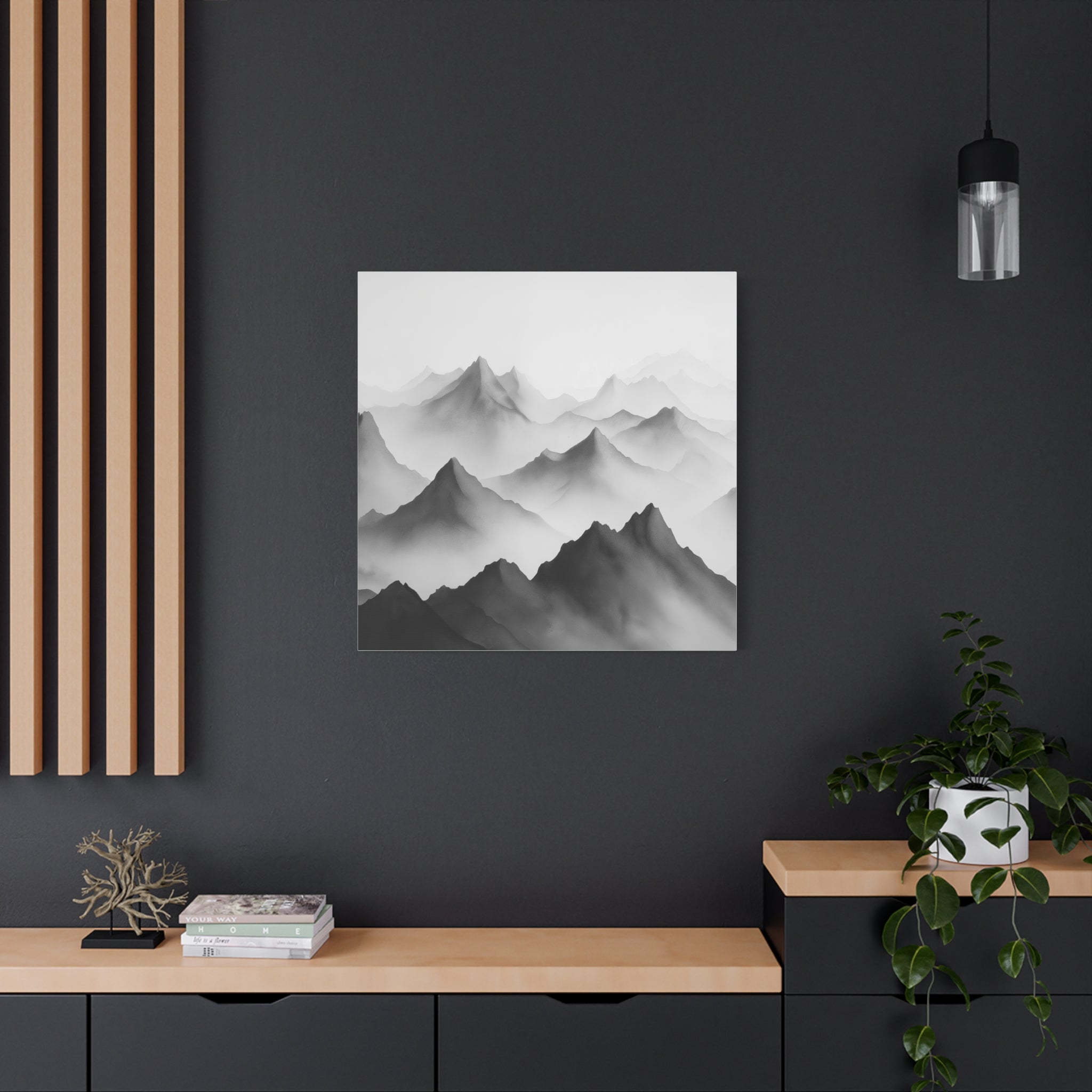 Black and White Mountain Canvas Print