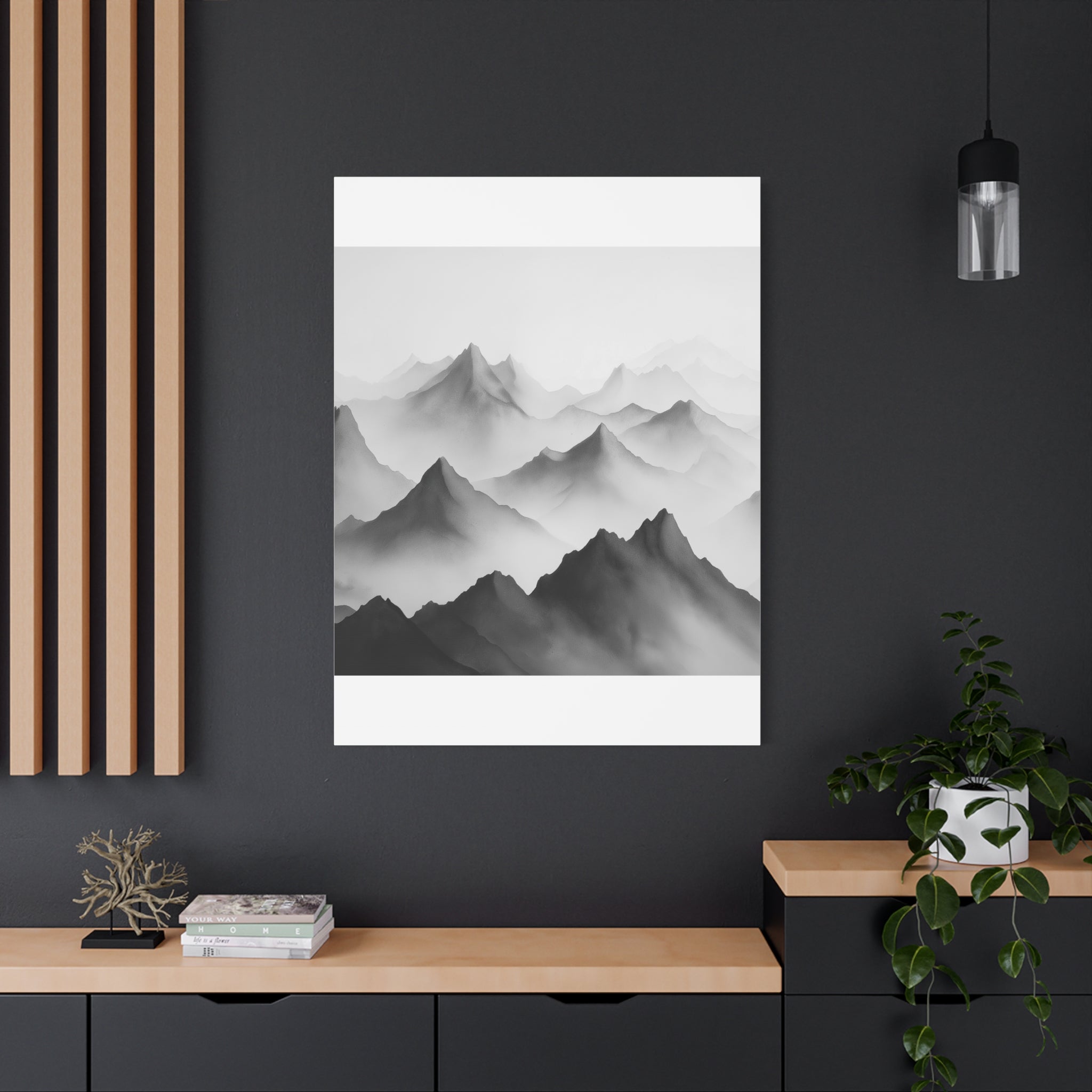 Black and White Mountain Canvas Print