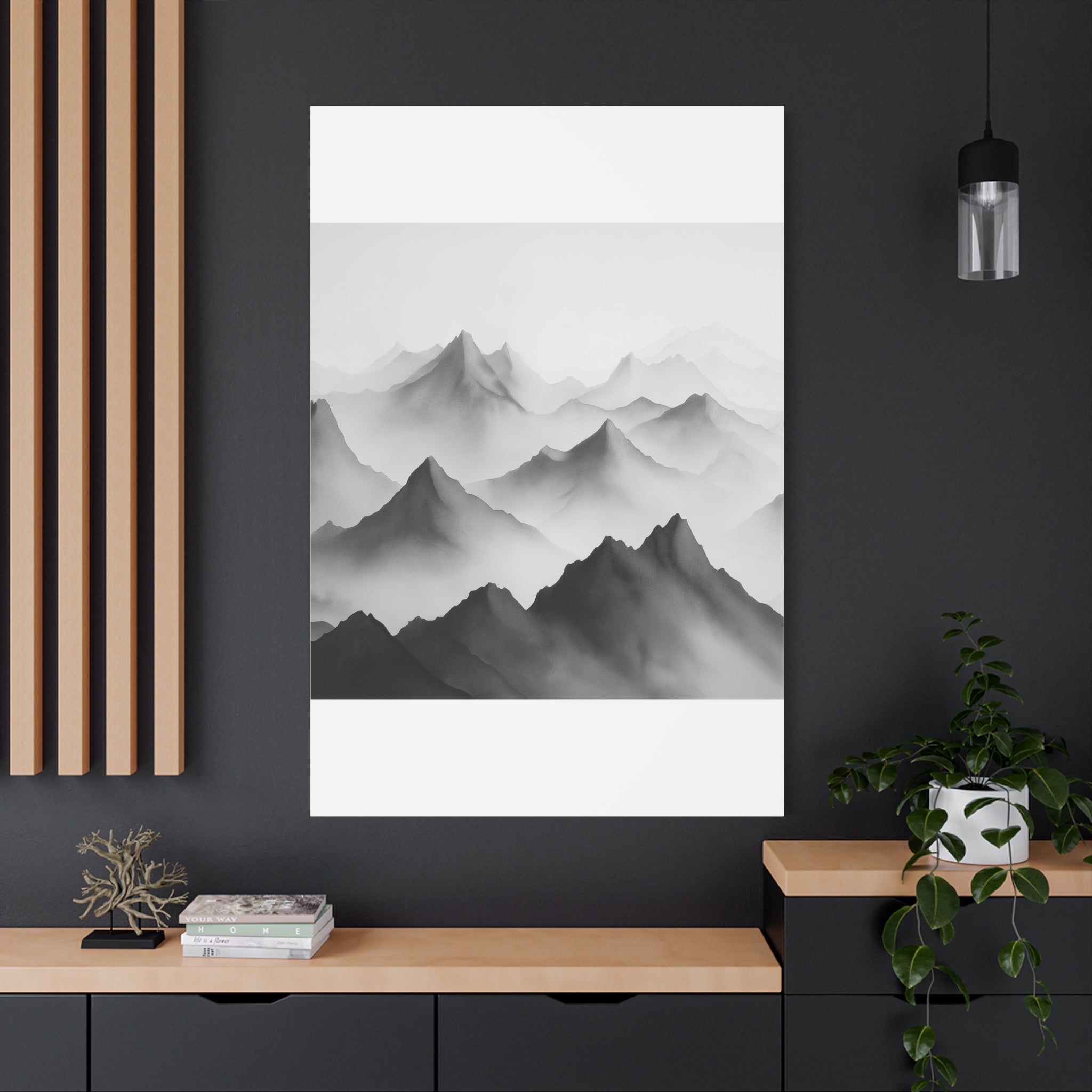 Black and White Mountain Canvas Print