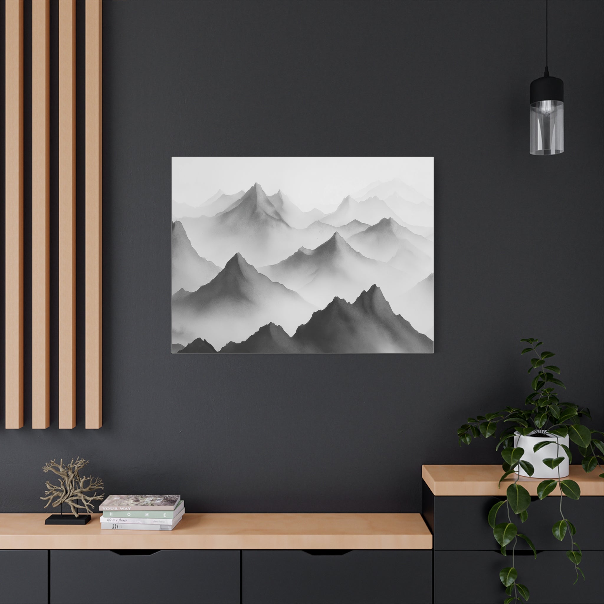 Black and White Mountain Canvas Print
