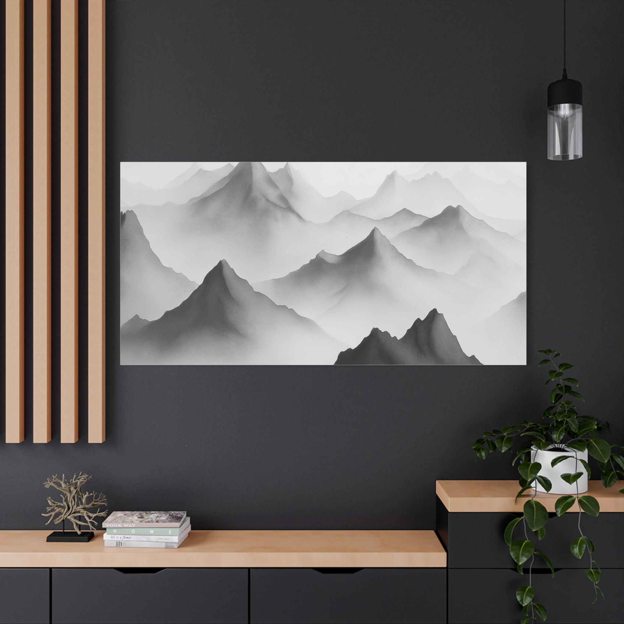 Black and White Mountain Canvas Print
