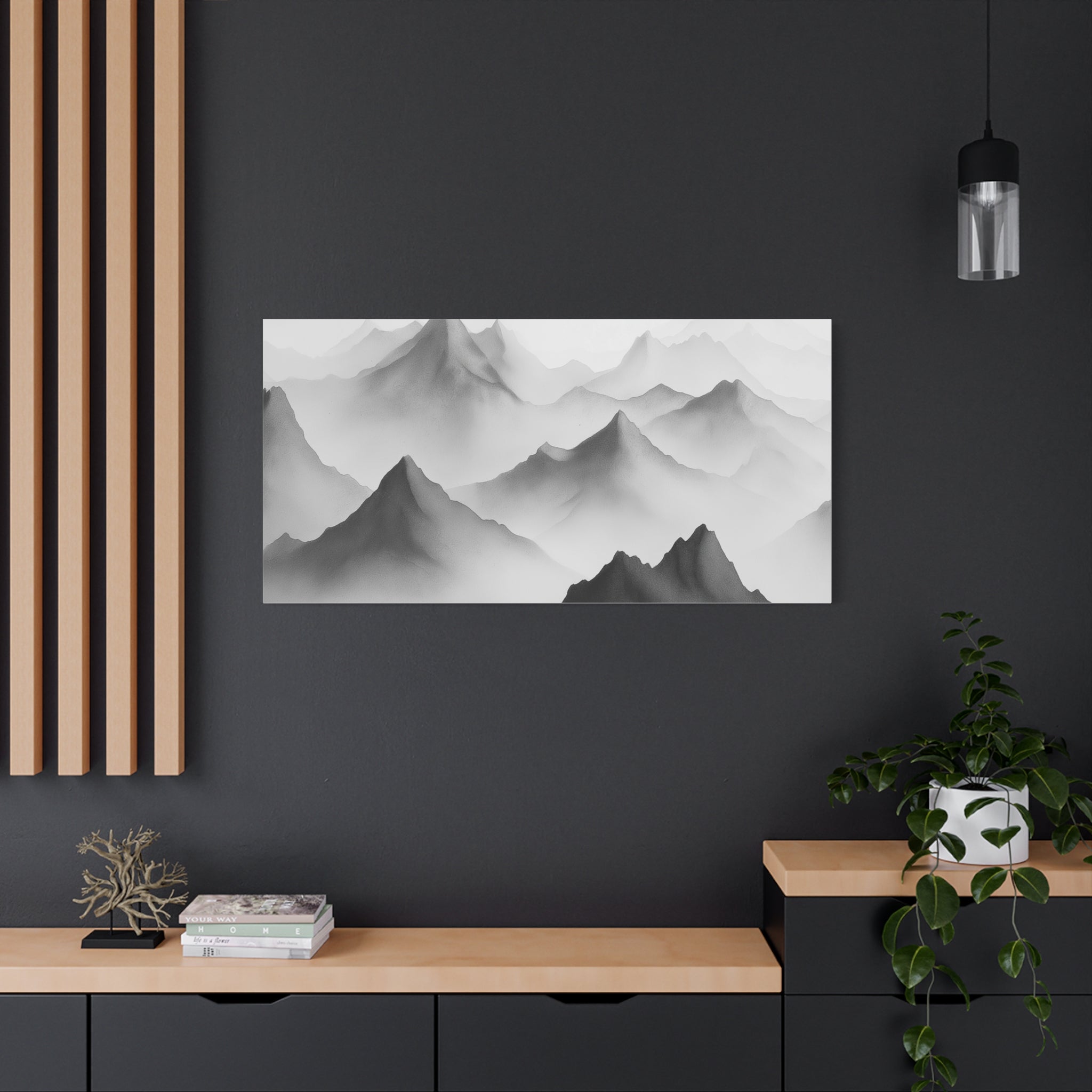 Black and White Mountain Canvas Print