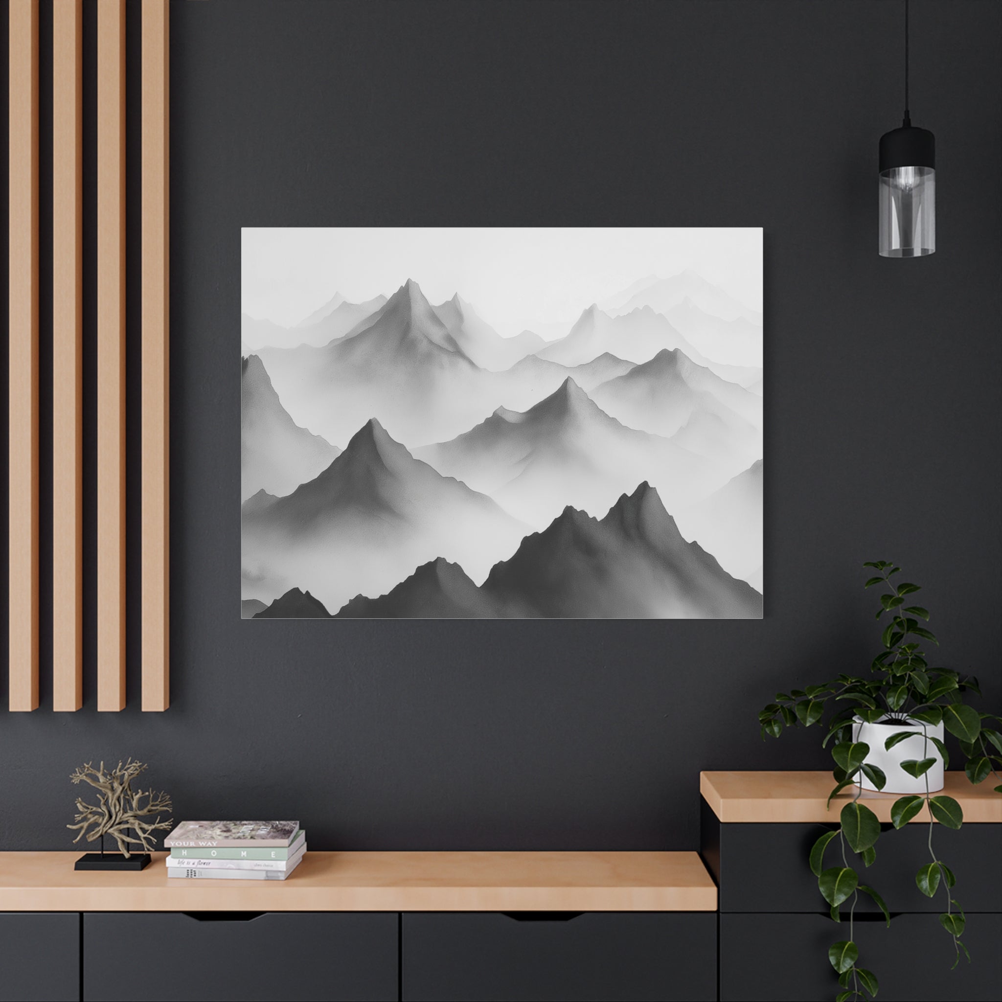 Black and White Mountain Canvas Print