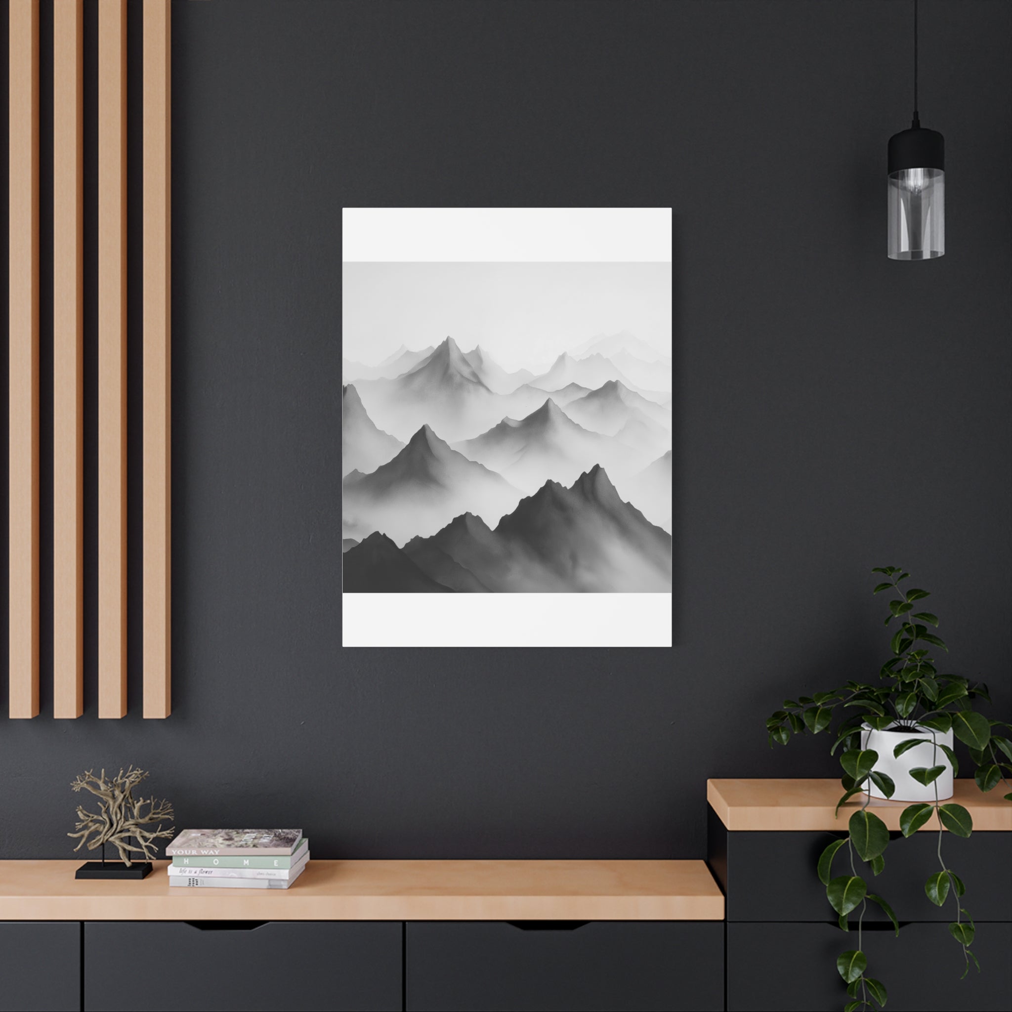Black and White Mountain Canvas Print