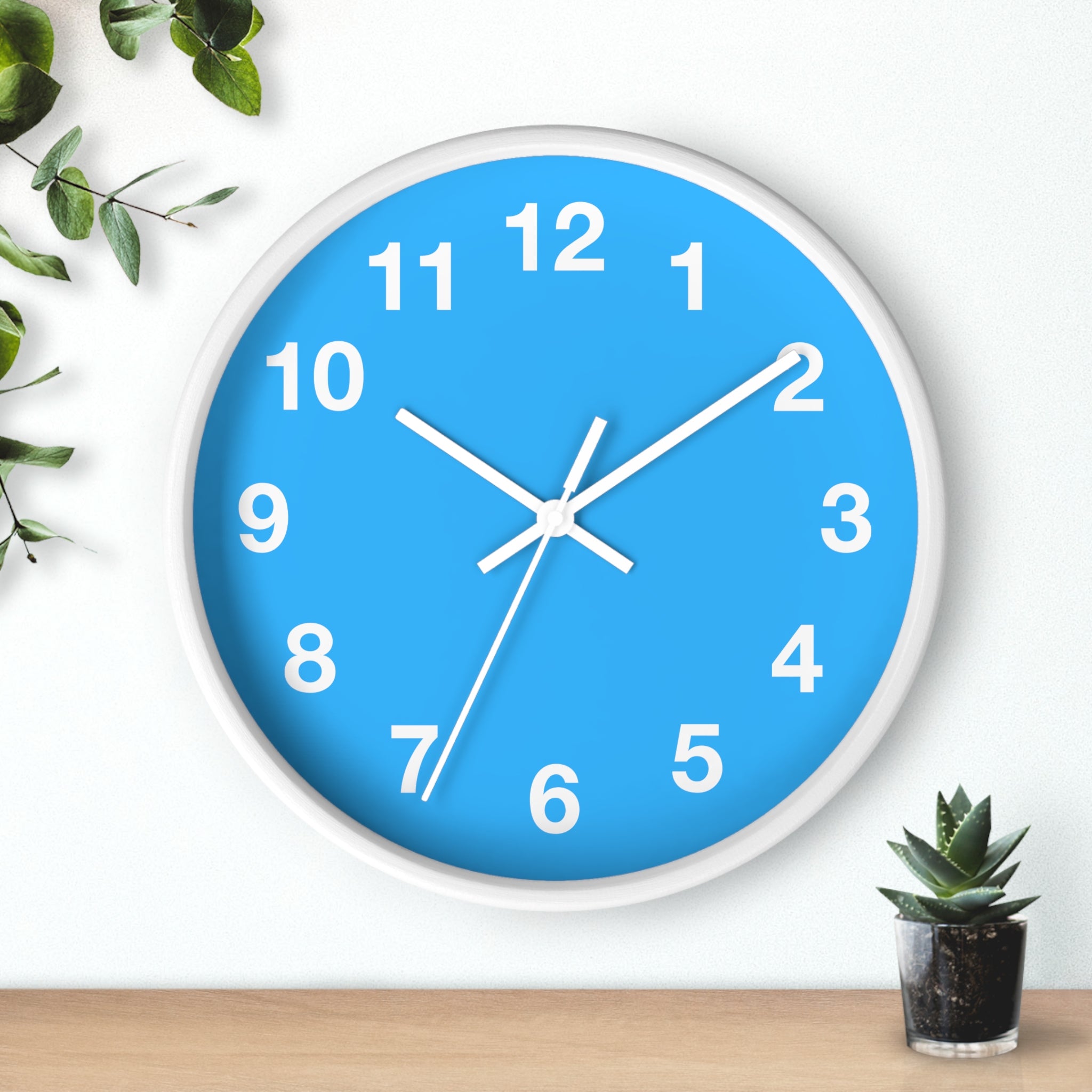 Bright Blue Modern Wall Clock