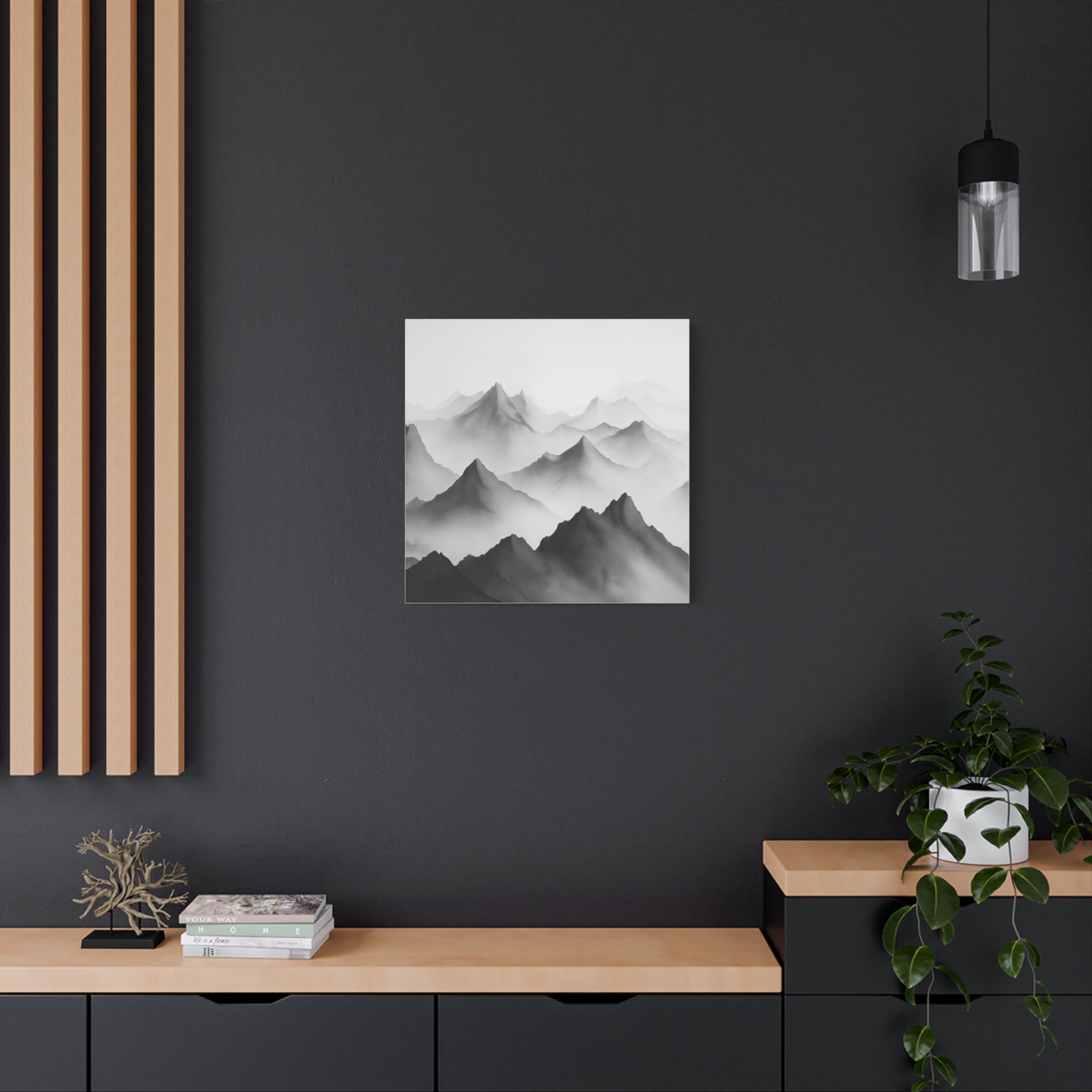 Black and White Mountain Canvas Print