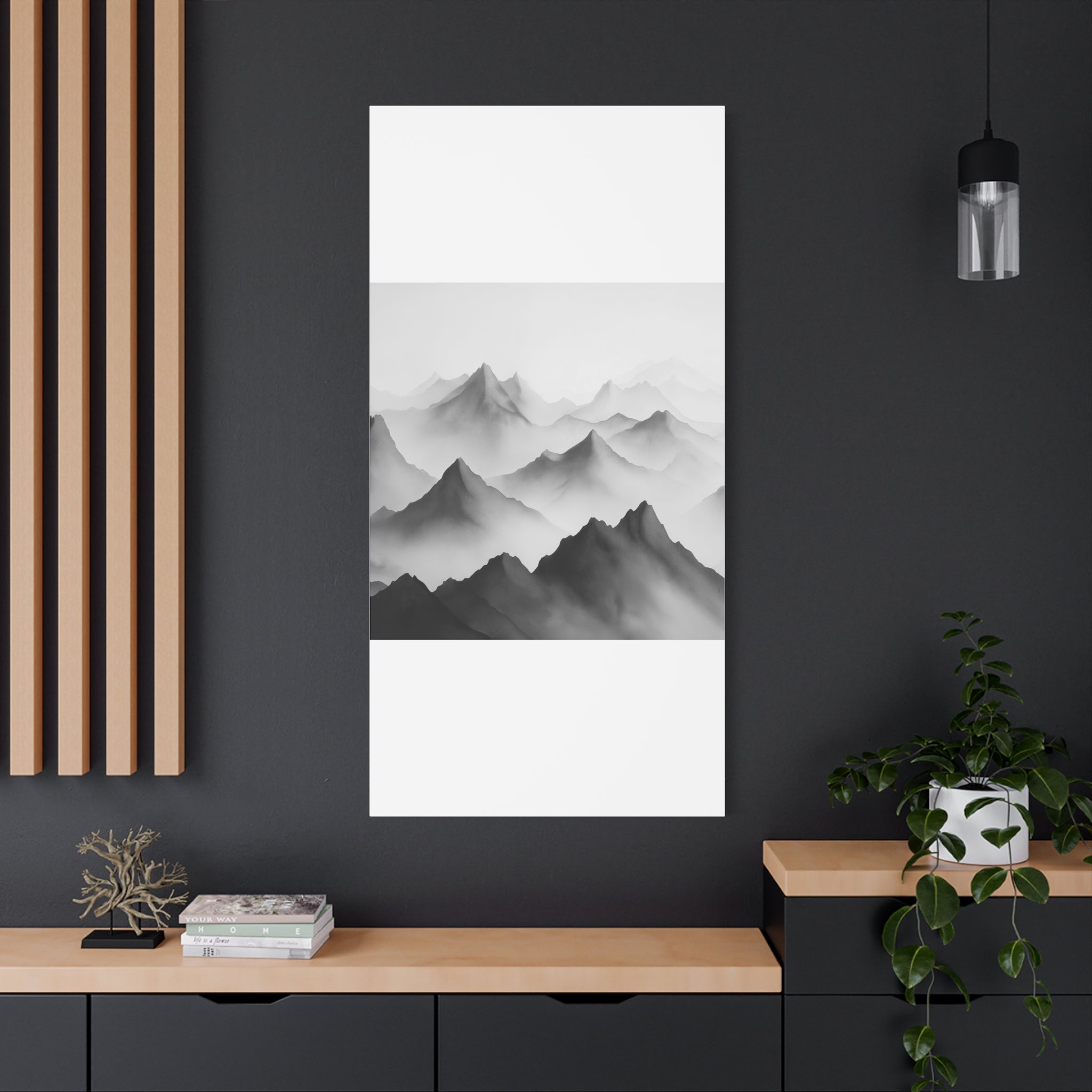 Black and White Mountain Canvas Print