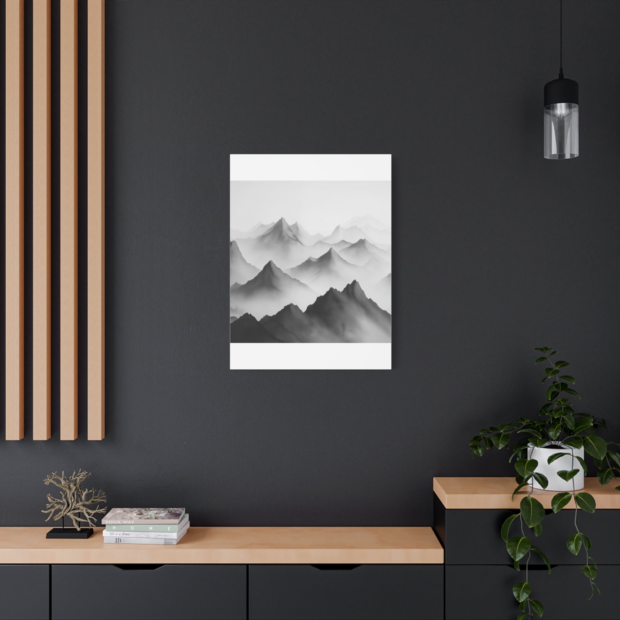 Black and White Mountain Canvas Print