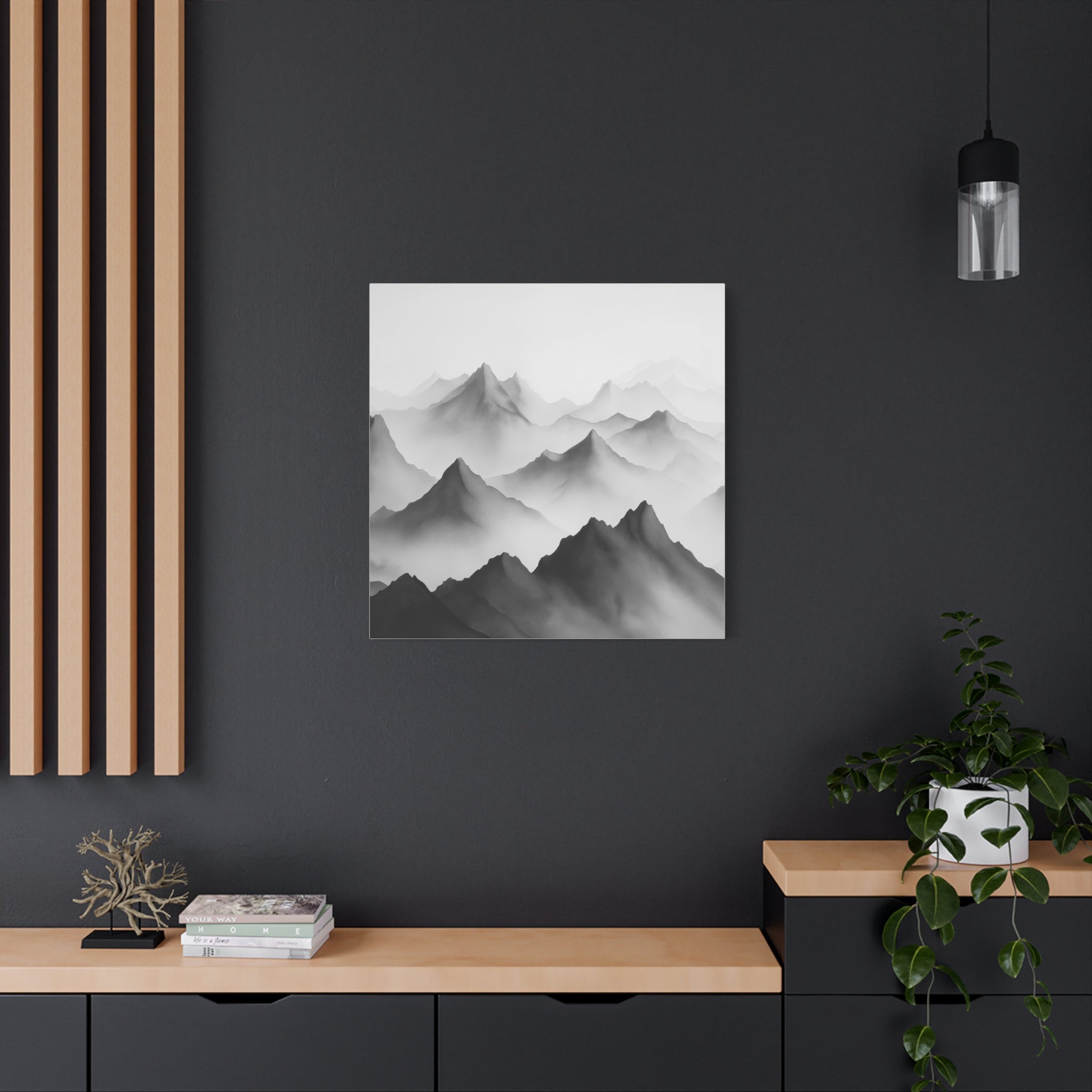 Black and White Mountain Canvas Print