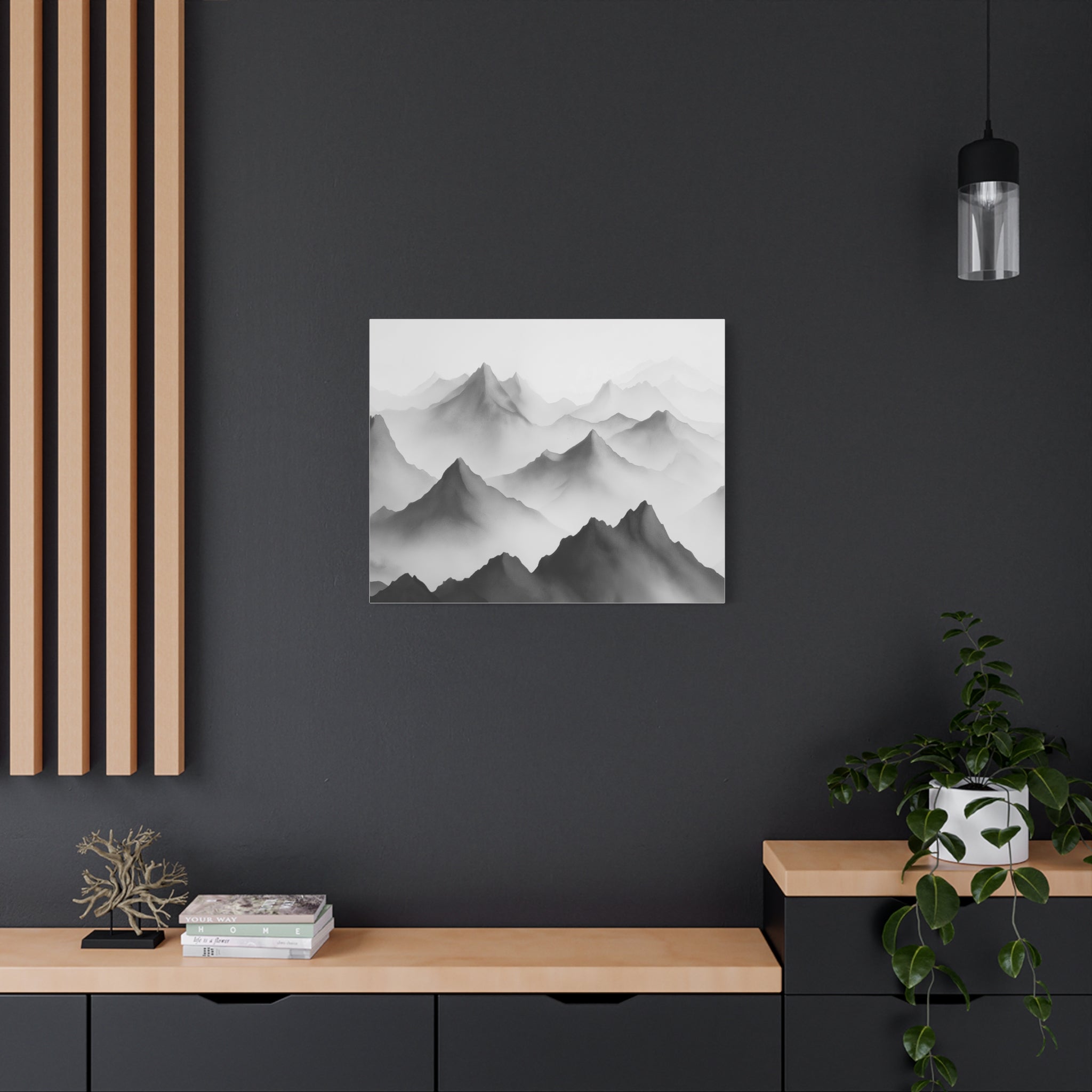 Black and White Mountain Canvas Print